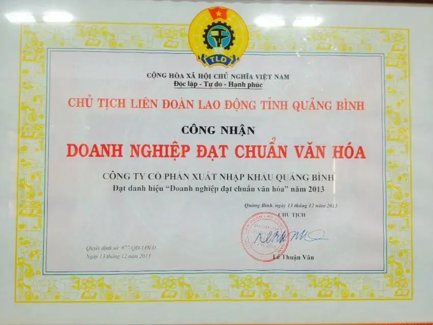 Doanh nghiệp đạt tiêu chuẩn văn hóa