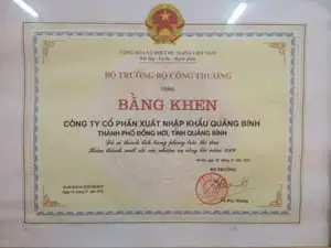 Bằng khen của Bộ trưởng Bộ Công thương