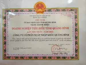 Doanh nghiệp tiêu biểu tỉnh Quảng Bình lần thứ nhất