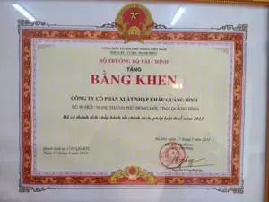 Bằng khen của Bộ trưởng Bộ Tài chính