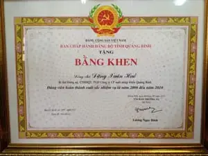 Bằng khen của Đảng bộ tỉnh Quảng Bình